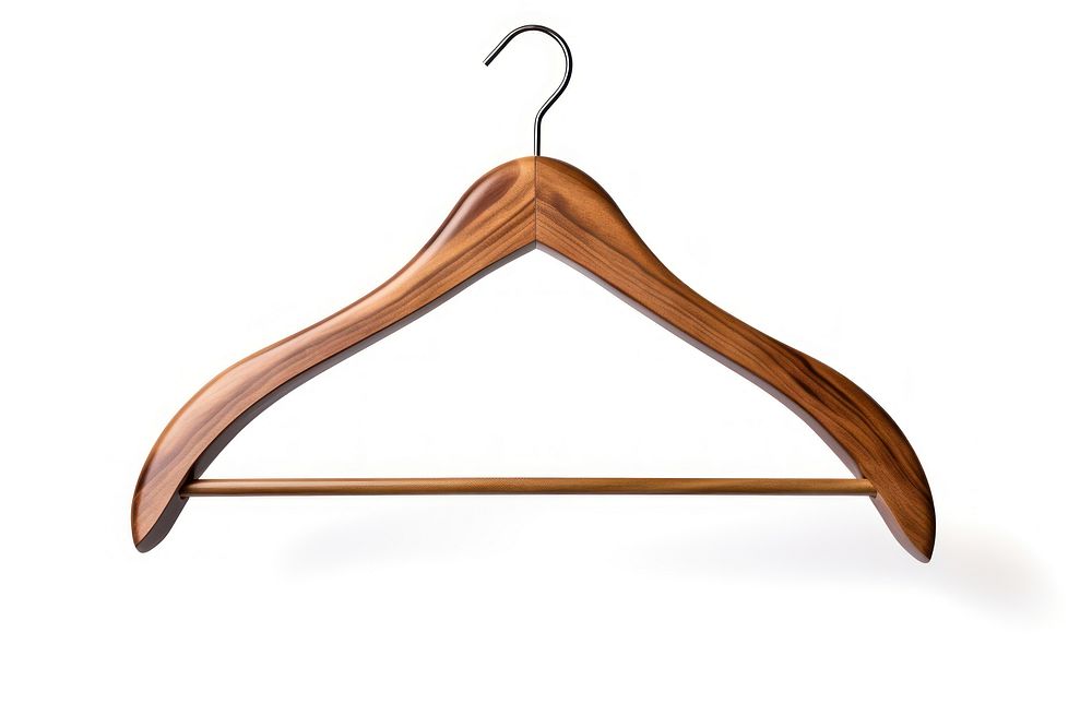 Wooden coat hanger white background coathanger simplicity. AI generated Image by rawpixel.