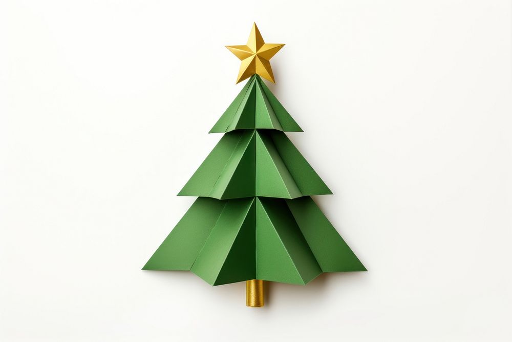 A mini origami christmas tree paper white background celebration. AI generated Image by rawpixel.