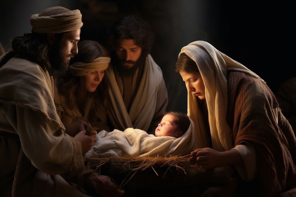 Adult photo baby nativity scene