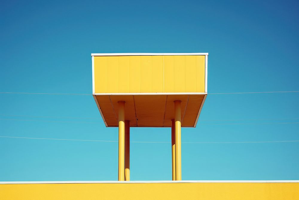 Architecture outdoors yellow advertisement. AI generated Image by rawpixel.