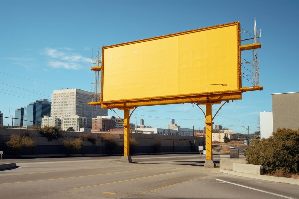 Billboard yellow advertisement architecture. AI generated Image by rawpixel.