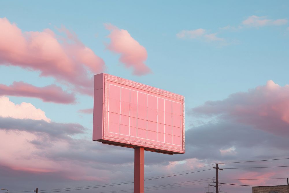 Clean pink vintage billboard outdoors city sky. AI generated Image by rawpixel.