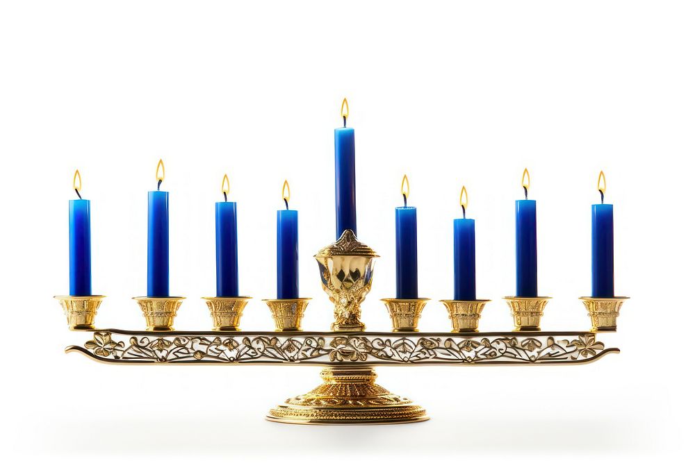 A Hanukkah Temple menorah hanukkah candle white background. AI generated Image by rawpixel.