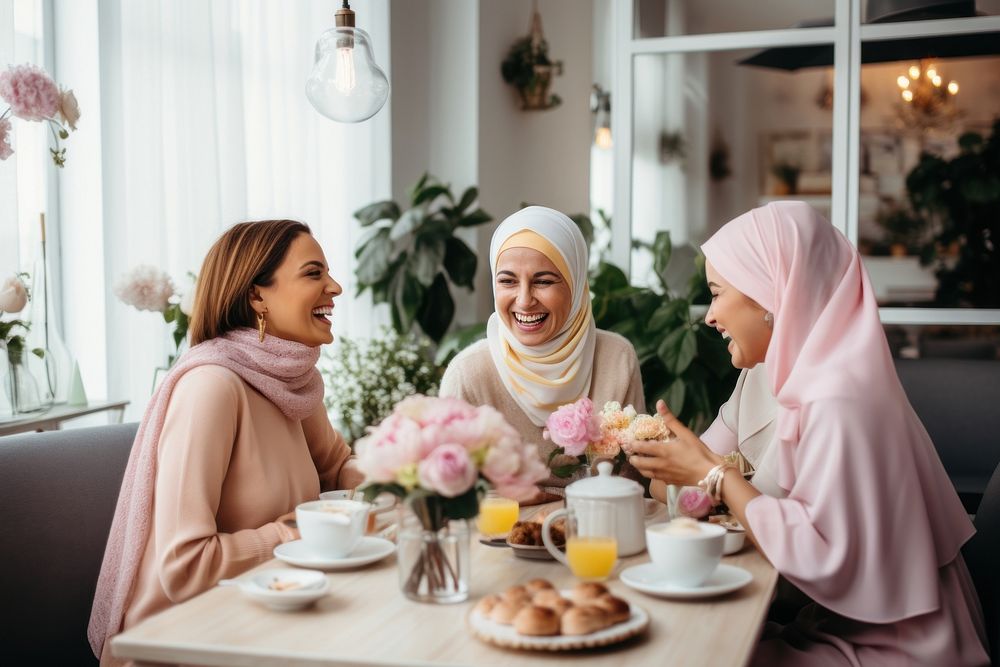Muslim woman coffee adult food. AI generated Image by rawpixel.