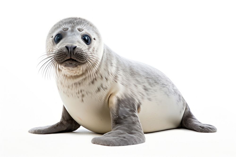 Seal animal mammal white background. AI generated Image by rawpixel.