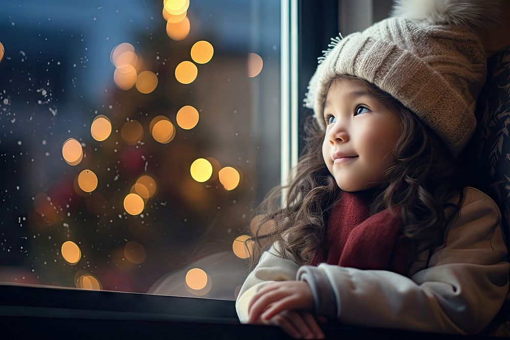Photography christmas portrait window. AI generated Image by rawpixel.