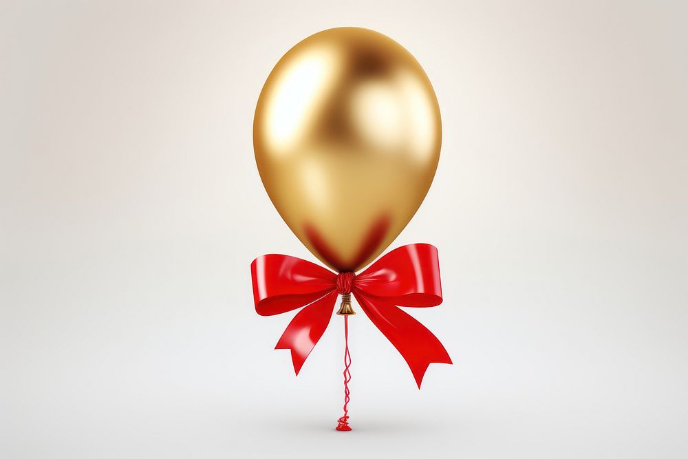 Gold balloon christmas ribbon red. AI generated Image by rawpixel.