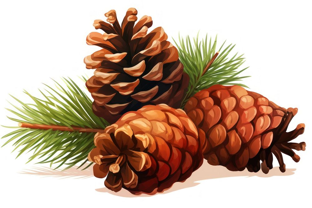 Pine cone plant tree white background. AI generated Image by rawpixel.