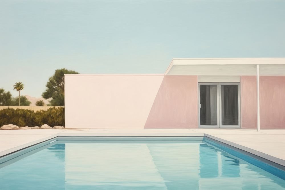 Pool minimal architecture building outdoors. AI generated Image by rawpixel.