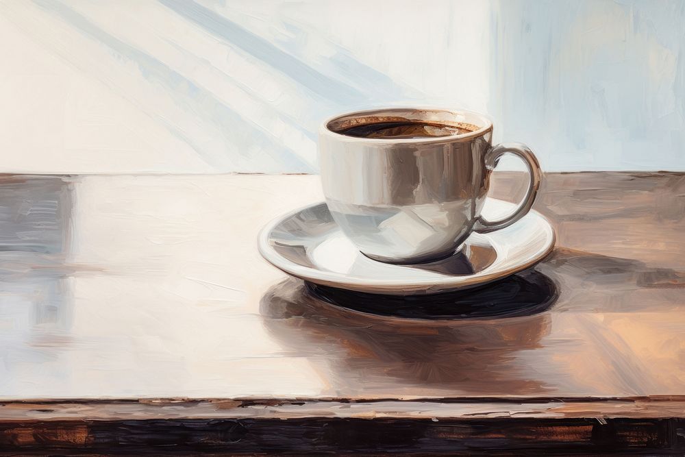 Coffee cup painting saucer. AI generated Image by rawpixel.