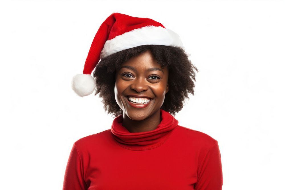 African woman Santa portrait sweater. AI generated Image by rawpixel.