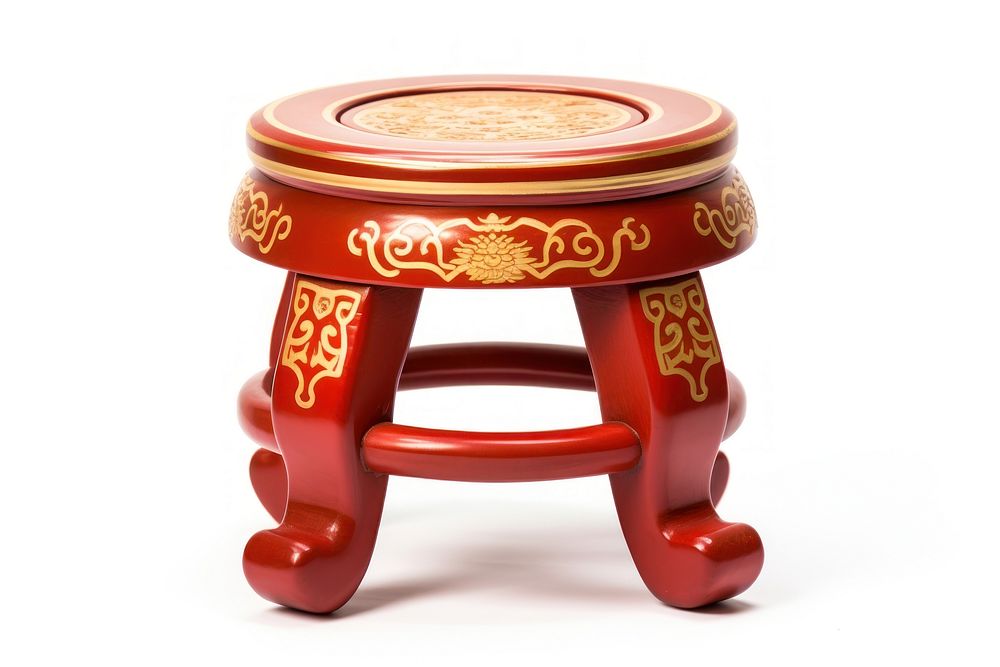 Beautiful chinese stool furniture gold red. AI generated Image by rawpixel.