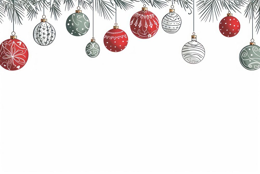 Hand drawn doodle christmas balls backgrounds plant tree