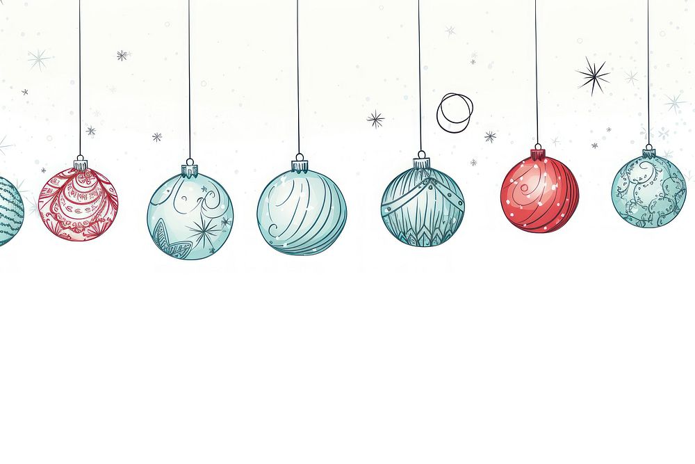 Hand drawn doodle christmas balls illuminated celebration accessories. AI generated Image by rawpixel.