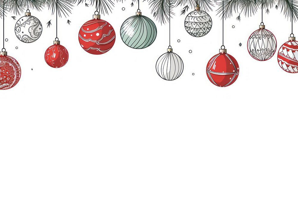 Hand drawn doodle christmas balls backgrounds plant tree. AI generated Image by rawpixel.