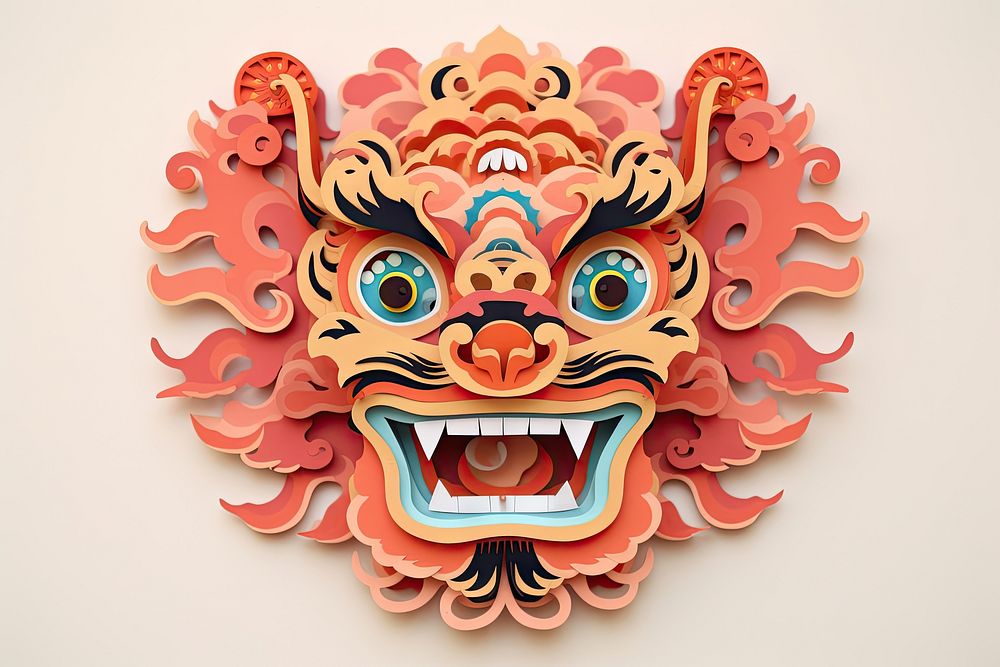 Lion dance craft art representation. AI generated Image by rawpixel.