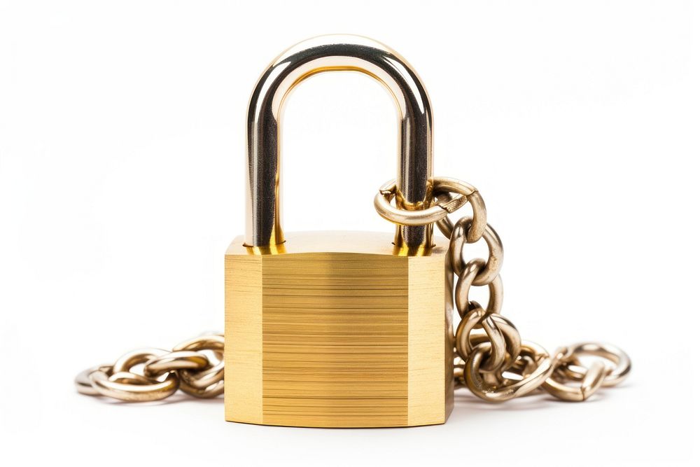 Chain lock padlock jewelry white background accessories. AI generated Image by rawpixel.