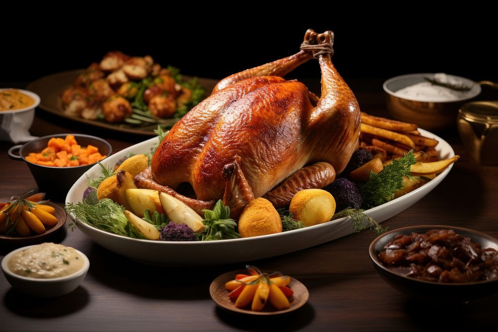 Thanksgiving thanksgiving roasted dinner. AI generated Image by rawpixel.