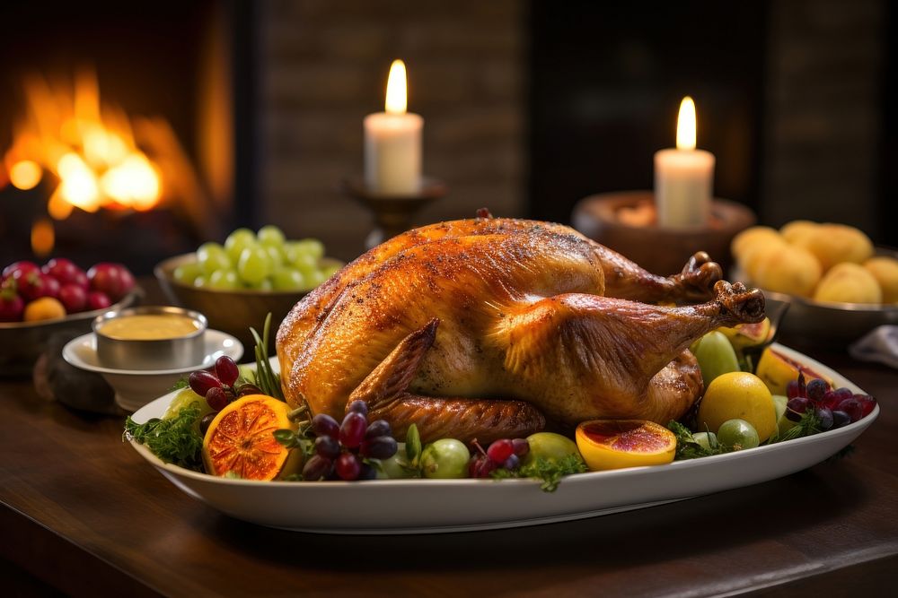 Thanksgiving dinner thanksgiving roasted. AI generated Image by rawpixel.