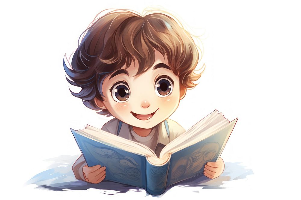 Kid reading book publication cute creativity. AI generated Image by rawpixel.