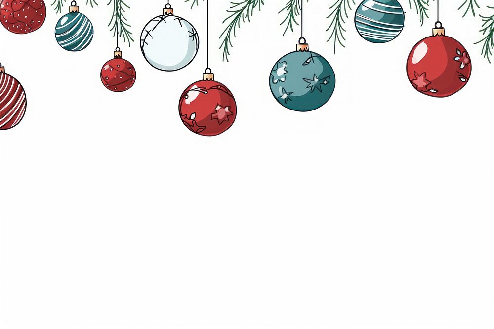 Hand drawn doodle christmas balls backgrounds white background celebration. AI generated Image by rawpixel.