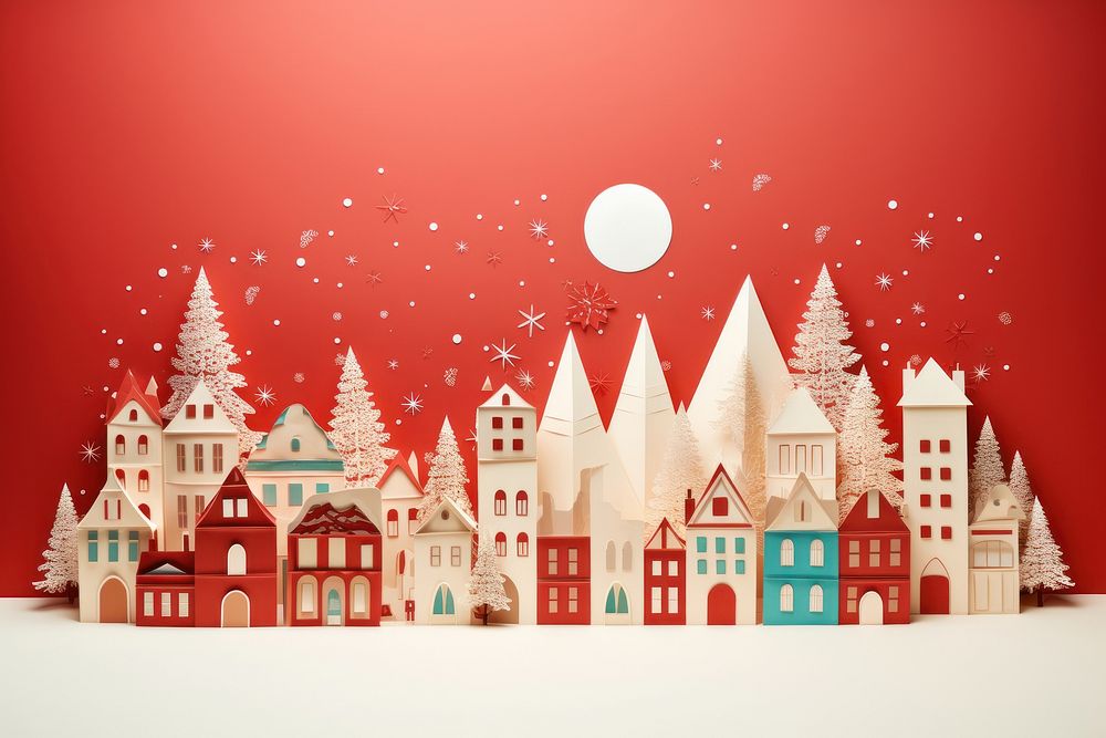 Christmas town celebration architecture building night. AI generated Image by rawpixel.