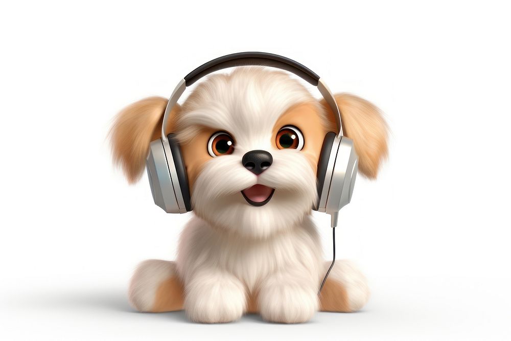Dog headphones listening headset. AI generated Image by rawpixel.