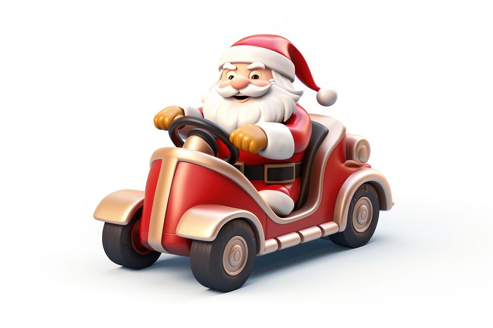 Santa figurine vehicle white background. AI generated Image by rawpixel.