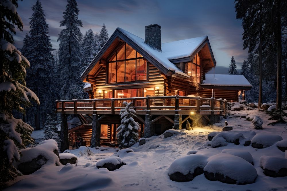 Serene Christmas architecture landscape building. AI generated Image by rawpixel.