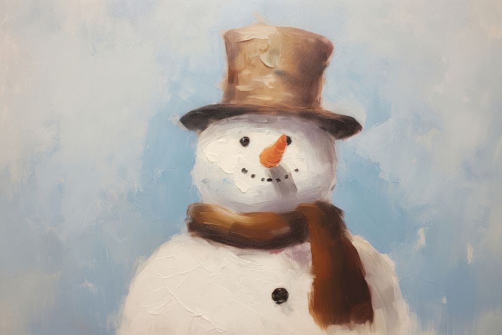 Snowman painting winter anthropomorphic. AI generated Image by rawpixel.