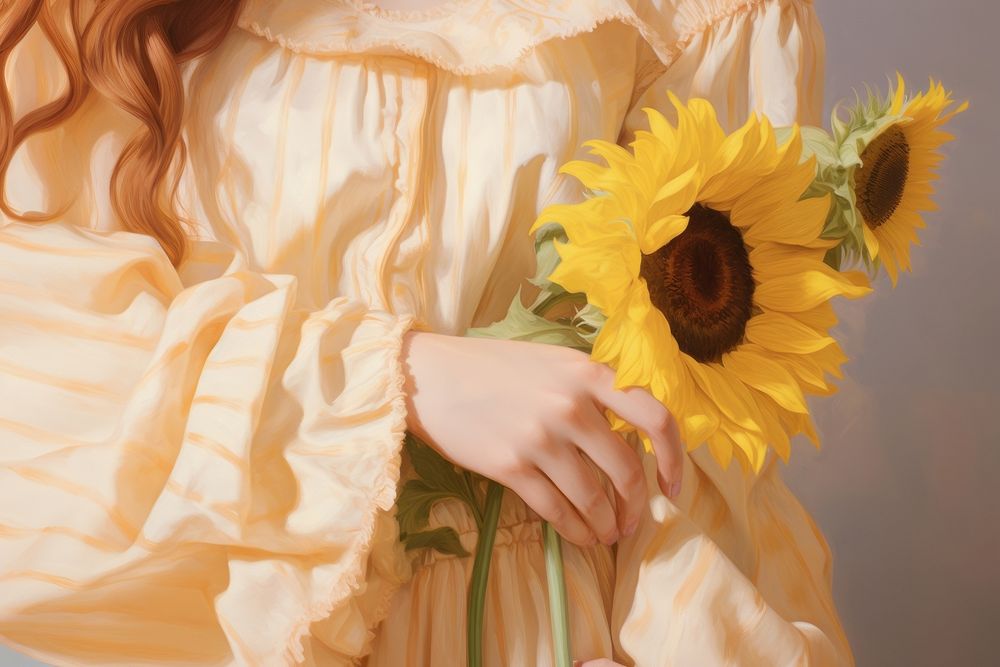Sunflower petal plant dress. AI generated Image by rawpixel.