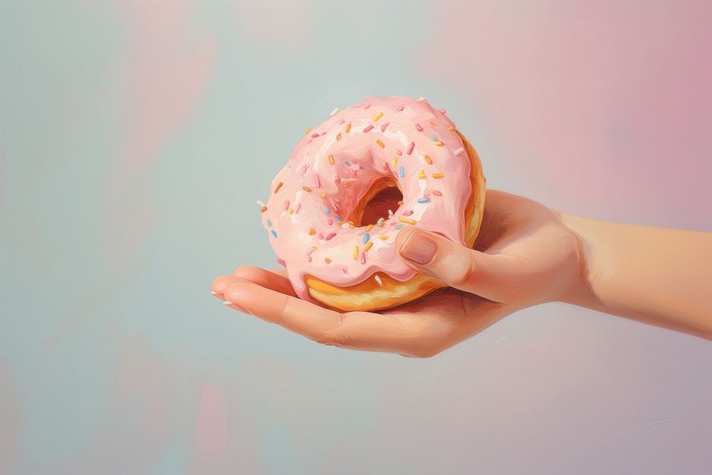 Donut holding food hand. AI generated Image by rawpixel.
