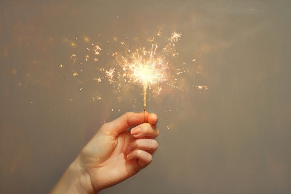 Hand holding sparkler finger sparks illuminated. AI generated Image by rawpixel.