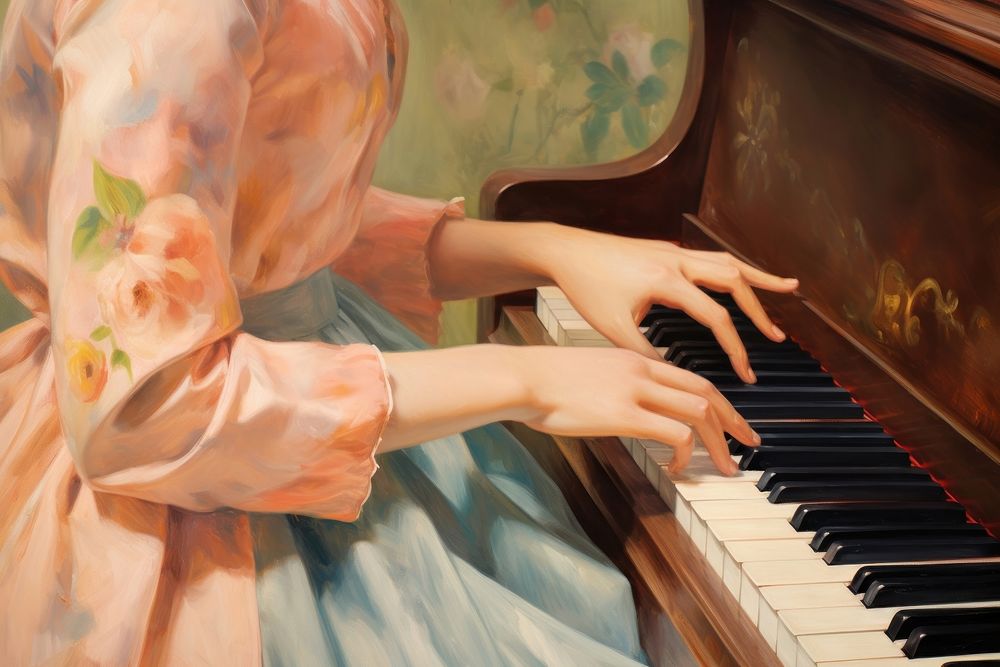Piano keyboard painting musician. AI generated Image by rawpixel.