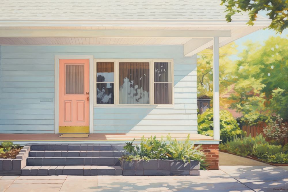 Suburb house front porch architecture building painting. AI generated Image by rawpixel.