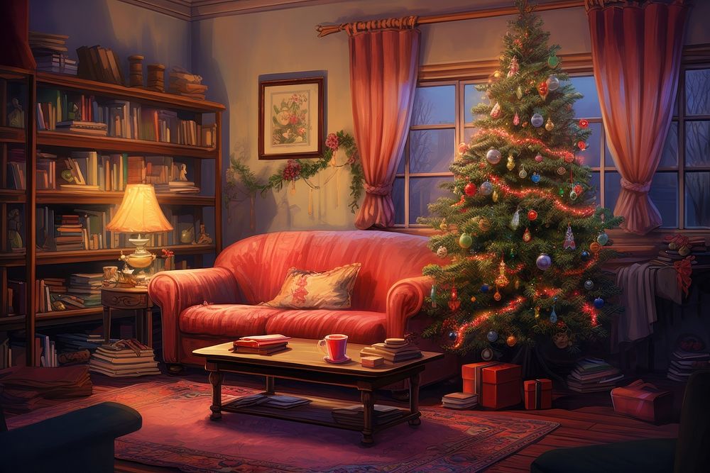 Christmas architecture furniture painting. AI generated Image by rawpixel.