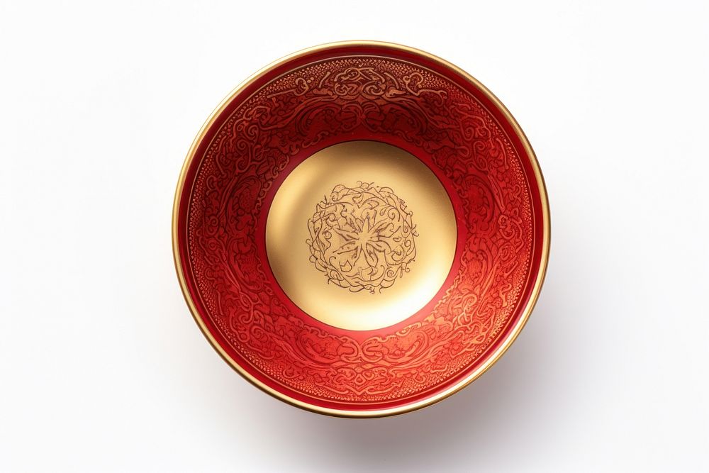 Porcelain bowl gold cup. AI generated Image by rawpixel.