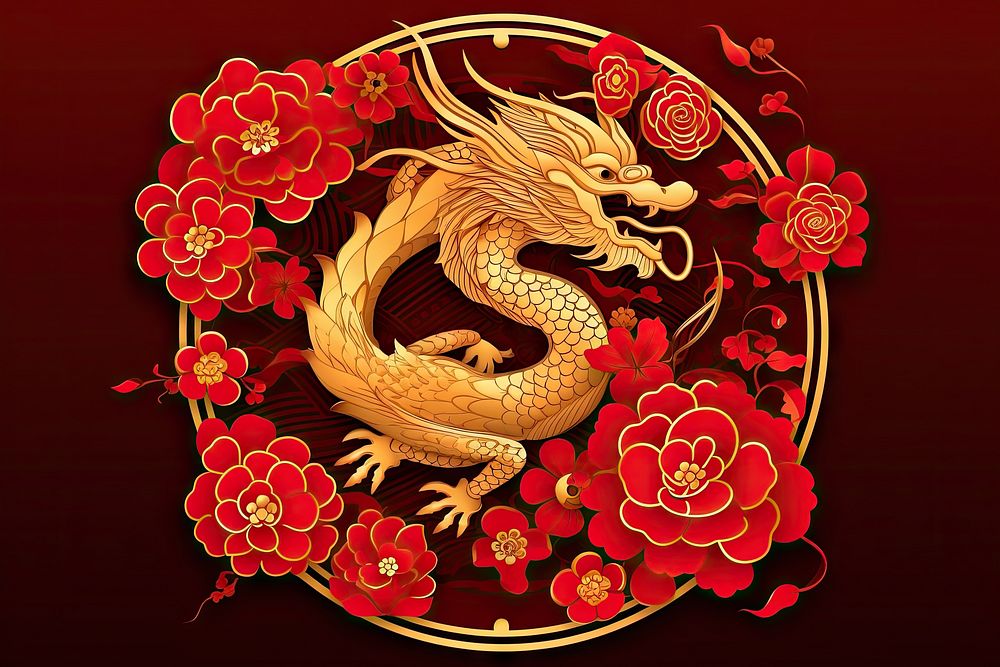 Golden dragon red creativity tradition. AI generated Image by rawpixel.