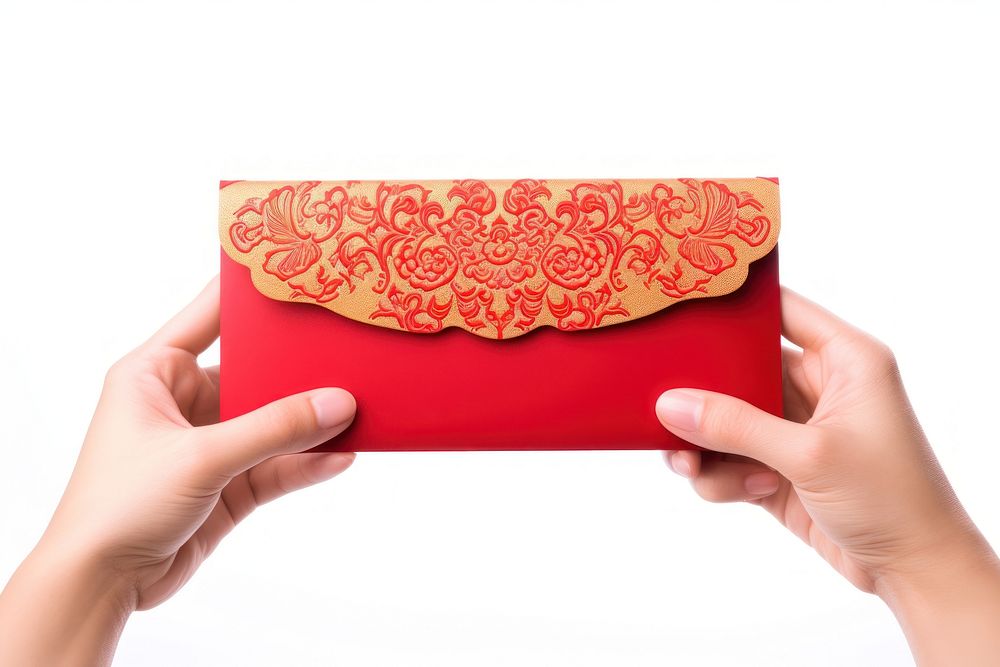 Hand giving red envelope chinese new year white background celebration. AI generated Image by rawpixel.