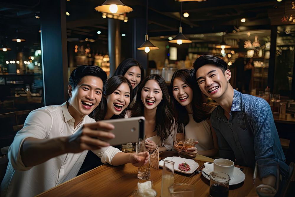 Selfie laughing bonding adult. AI generated Image by rawpixel.