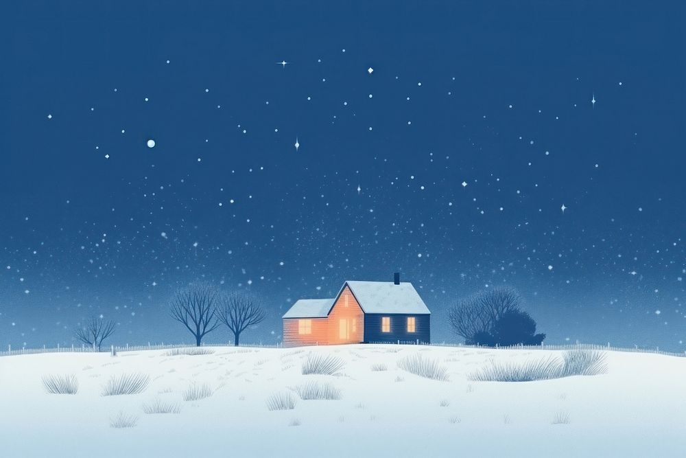 Night house architecture landscape. AI generated Image by rawpixel.