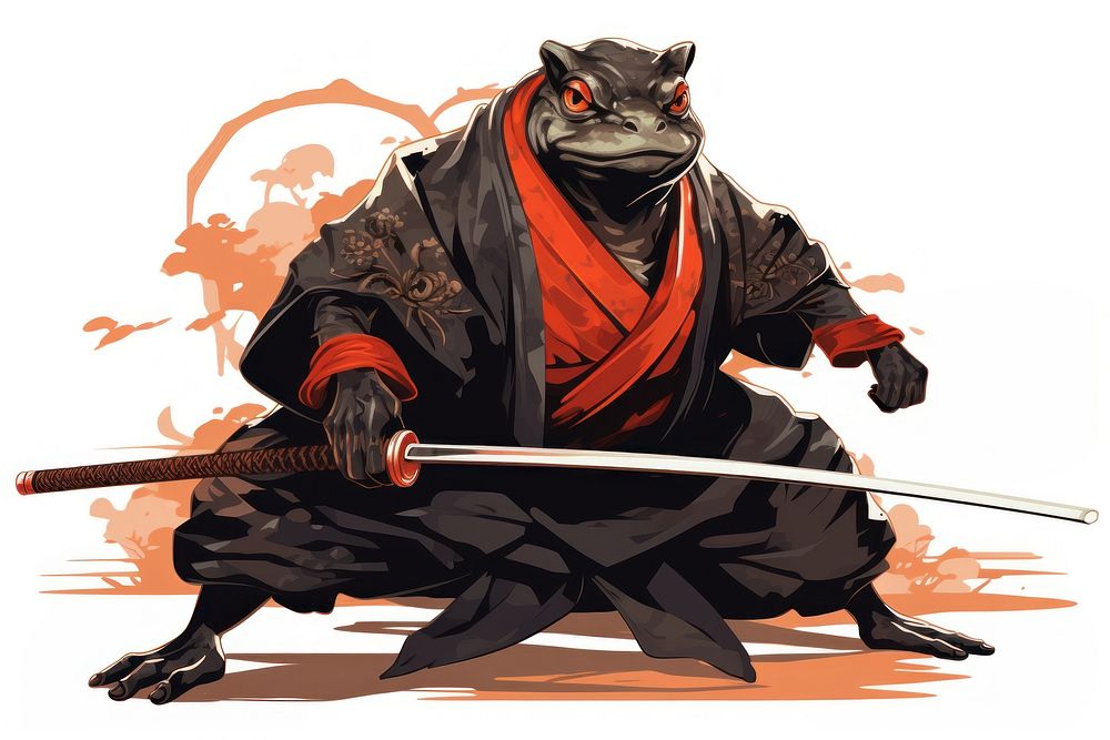 Samurai frog animal disguise cartoon. AI generated Image by rawpixel.
