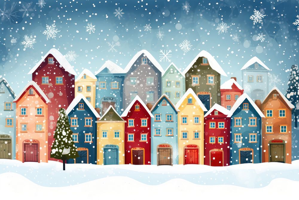 Celebration christmas outdoors snowing. AI generated Image by rawpixel.