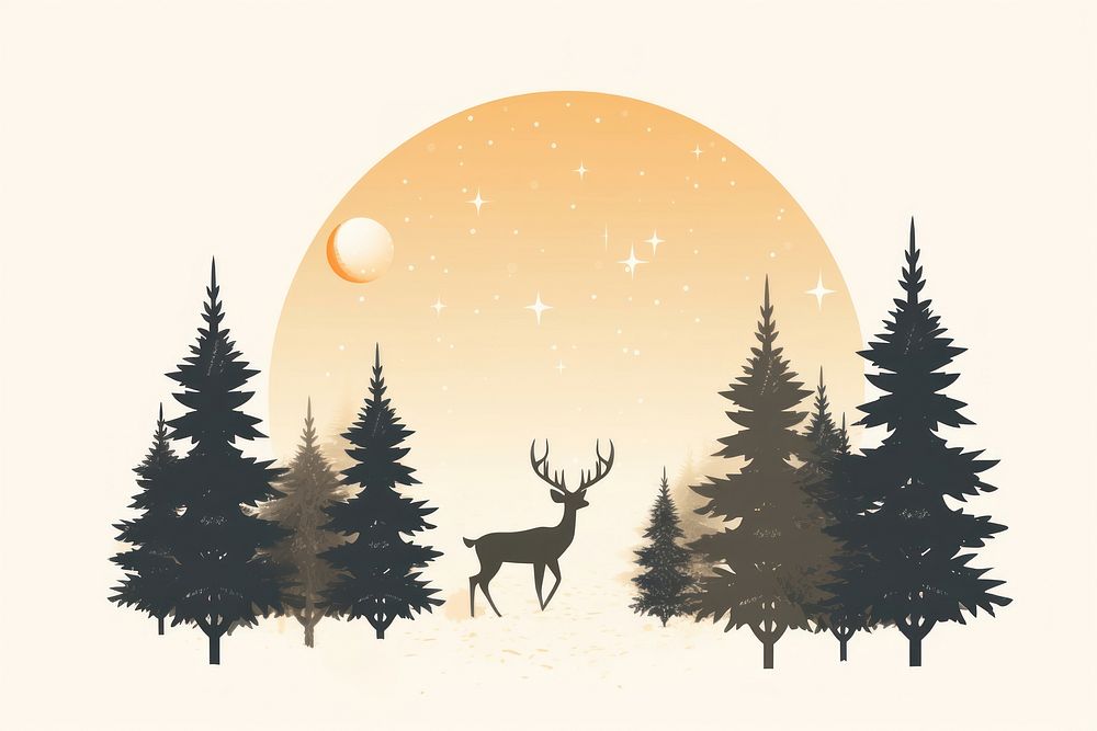 Reindeer tree christmas outdoors. AI generated Image by rawpixel.
