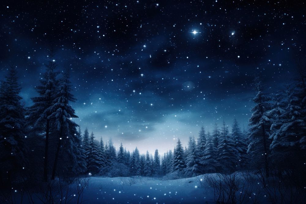 Winter night snow landscape. AI generated Image by rawpixel.