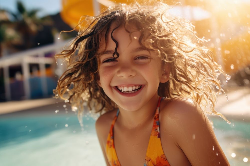Swimwear laughing summer smile. AI generated Image by rawpixel.