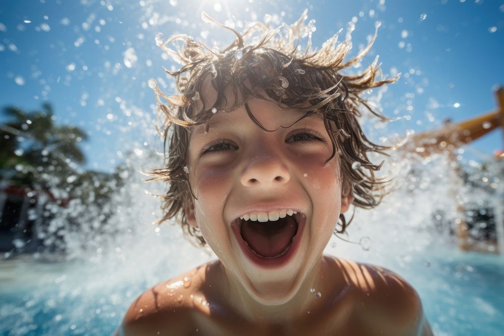Recreation swimming shouting laughing. AI generated Image by rawpixel.