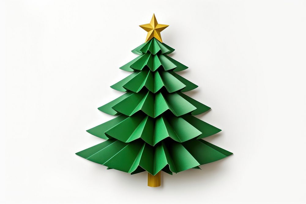 Christmas tree origami paper white background. AI generated Image by rawpixel.