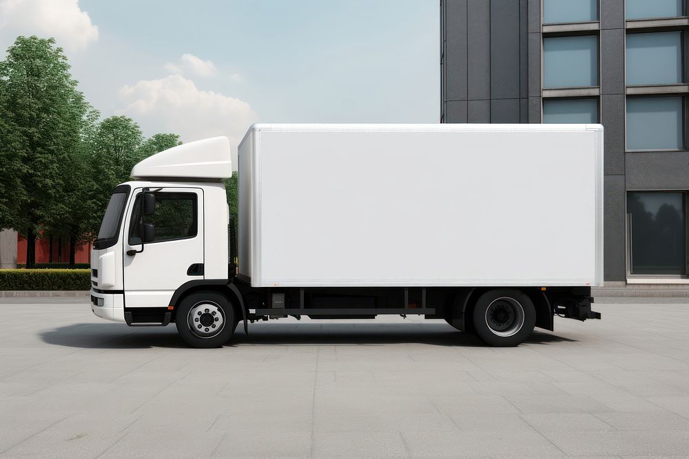 White blank shipping truck vehicle van transportation. AI generated Image by rawpixel.