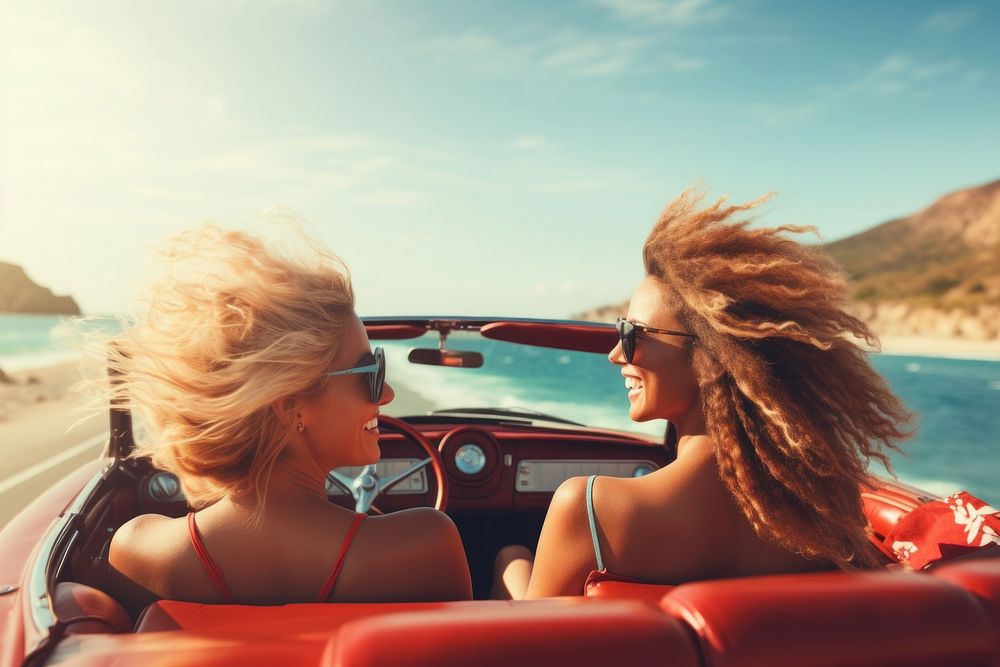 Women friends vacation driving summer. AI generated Image by rawpixel.